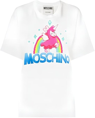 (W) MOSCHINO 獨角獸印花棉質寬鬆T恤 女款 白色 3XA0774-9140-1002 Order (W) MOSCHINO 獨角獸印花棉質寬鬆T恤 女款 白色 3XA0774-9140-1002
