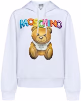 (Women) Moschino White Hoodie with Teddy Bear Graphic Design V1703-0428-1001 (Women) Moschino White Hoodie with Teddy Bear Graphic Design V1703-0428-1001