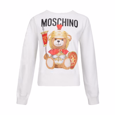 (Women) Moschino White Pullover Hoodie Long Sleeve Sweatshirt EV1702-5527-2002-912