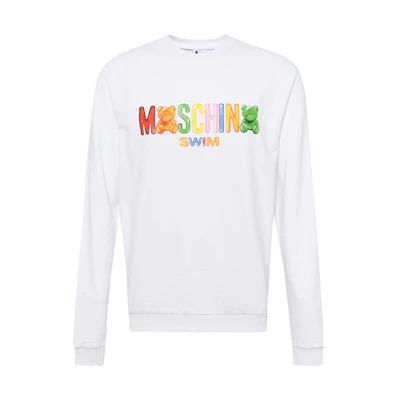 (Women) Moschino White Pullover Sweatshirt with Printed Logo Teddy Bear Design A1701-2318-0001
