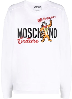 (W) MOSCHINO x Kellogg''s SS22 Sweatshirt Wanita Logo Kartun Print Crewneck. A1778-1027-1001 Order (W) MOSCHINO x Kellogg''s SS22 Sweatshirt Wanita Logo Kartun Print Crewneck. A1778-1027-1001