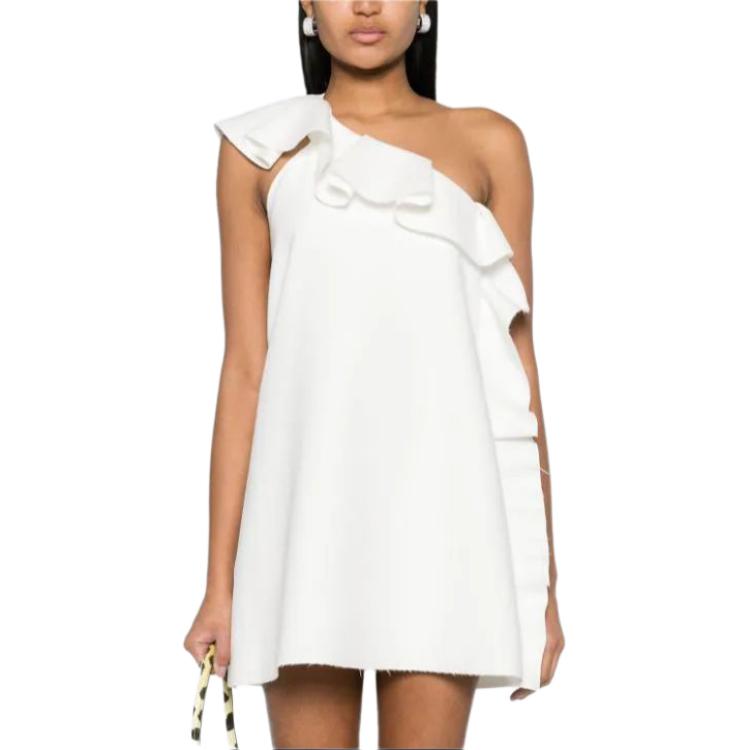 Lookbook (W) Vestido Blanco Mini sin Mangas con Cremallera Asimétrica MSGM. 3641MDA17247100-WHITE