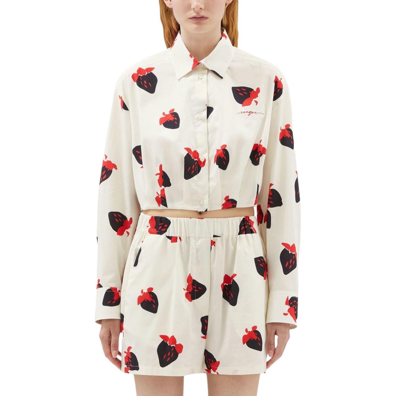 Lookbook (W) MSGM Beige Bercorak Seluruh Baju Lengan Panjang Pendek. 3741MDE05247666-WHITE