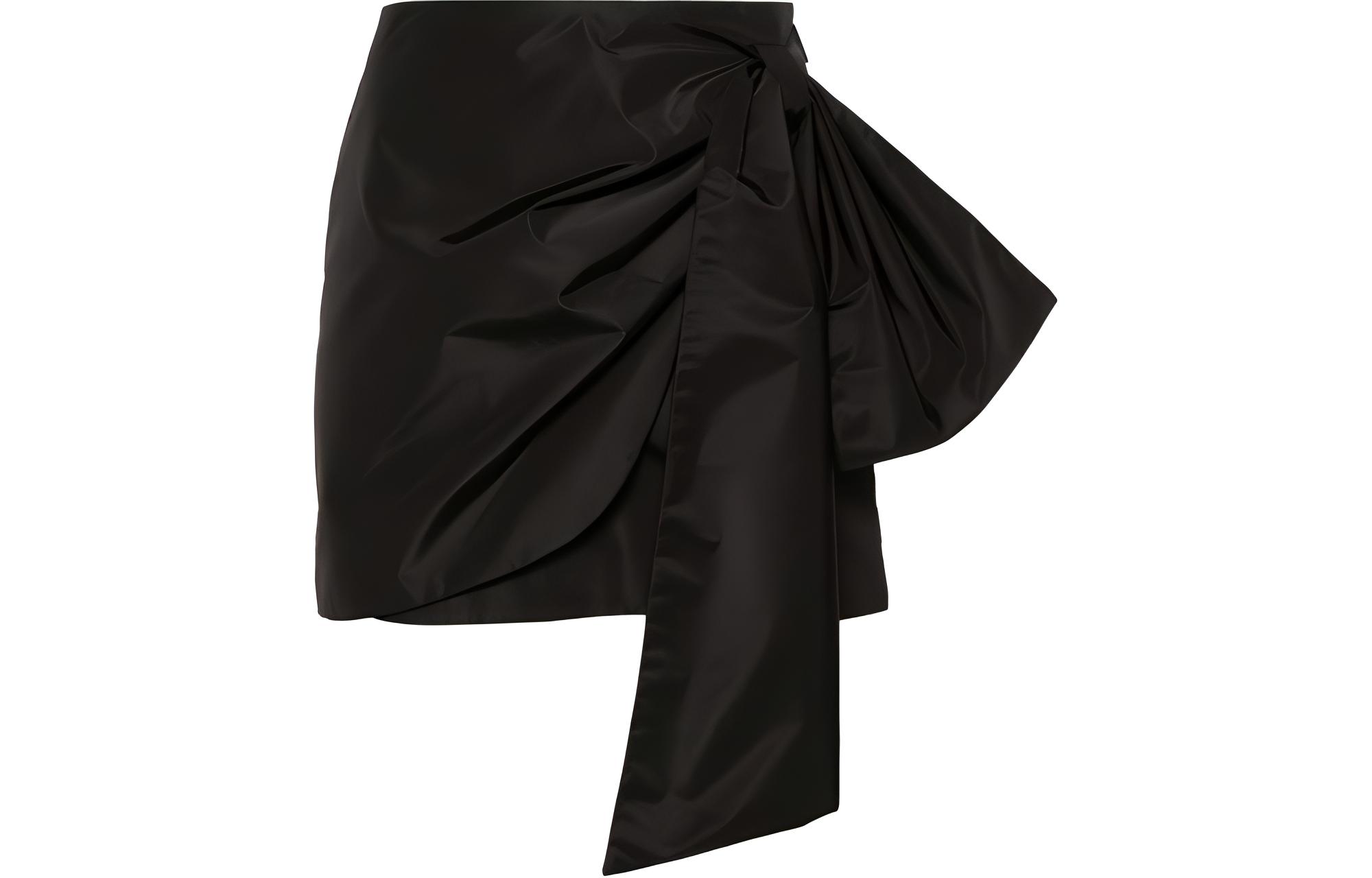 (Women) MSGM  Black Asymmetric Bow-Accent Casual Skirt. 3641MDD11A247109-BLACK