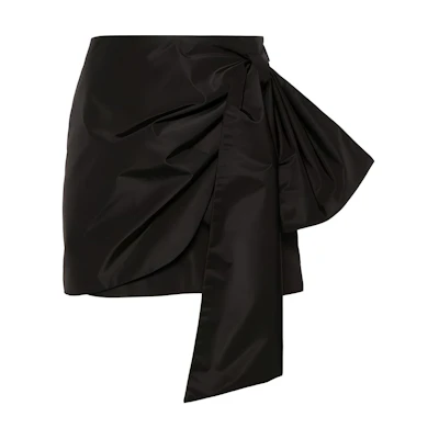 (Women) MSGM Black Asymmetric Bow-Accent Casual Skirt. 3641MDD11A247109-BLACK