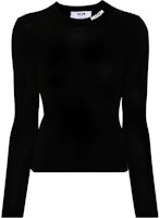 (Women) MSGM Black Crewneck Long Sleeve Knit Sweater with Logo Design. 3741MDM199247783-BLACK (Women) MSGM Black Crewneck Long Sleeve Knit Sweater with Logo Design. 3741MDM199247783-BLACK