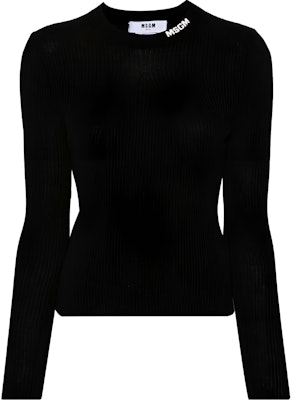 (W) MSGM 블랙 로고 디자인 크루넥 긴팔 니트 스웨터. 3741MDM199247783-BLACK Buy (W) MSGM 블랙 로고 디자인 크루넥 긴팔 니트 스웨터. 3741MDM199247783-BLACK