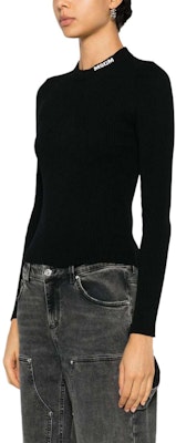 (W) MSGM 블랙 로고 디자인 크루넥 긴팔 니트 스웨터. 3741MDM199247783-BLACK Shop (W) MSGM 블랙 로고 디자인 크루넥 긴팔 니트 스웨터. 3741MDM199247783-BLACK