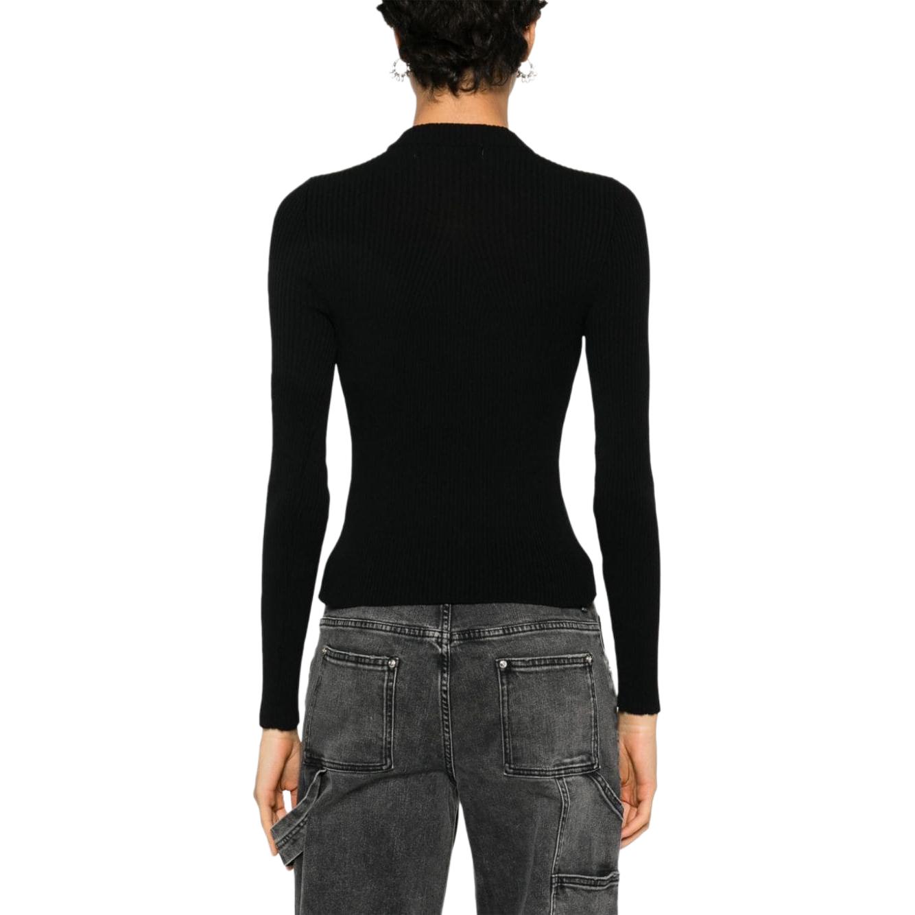 Purchase (W) MSGM 블랙 로고 디자인 크루넥 긴팔 니트 스웨터. 3741MDM199247783-BLACK