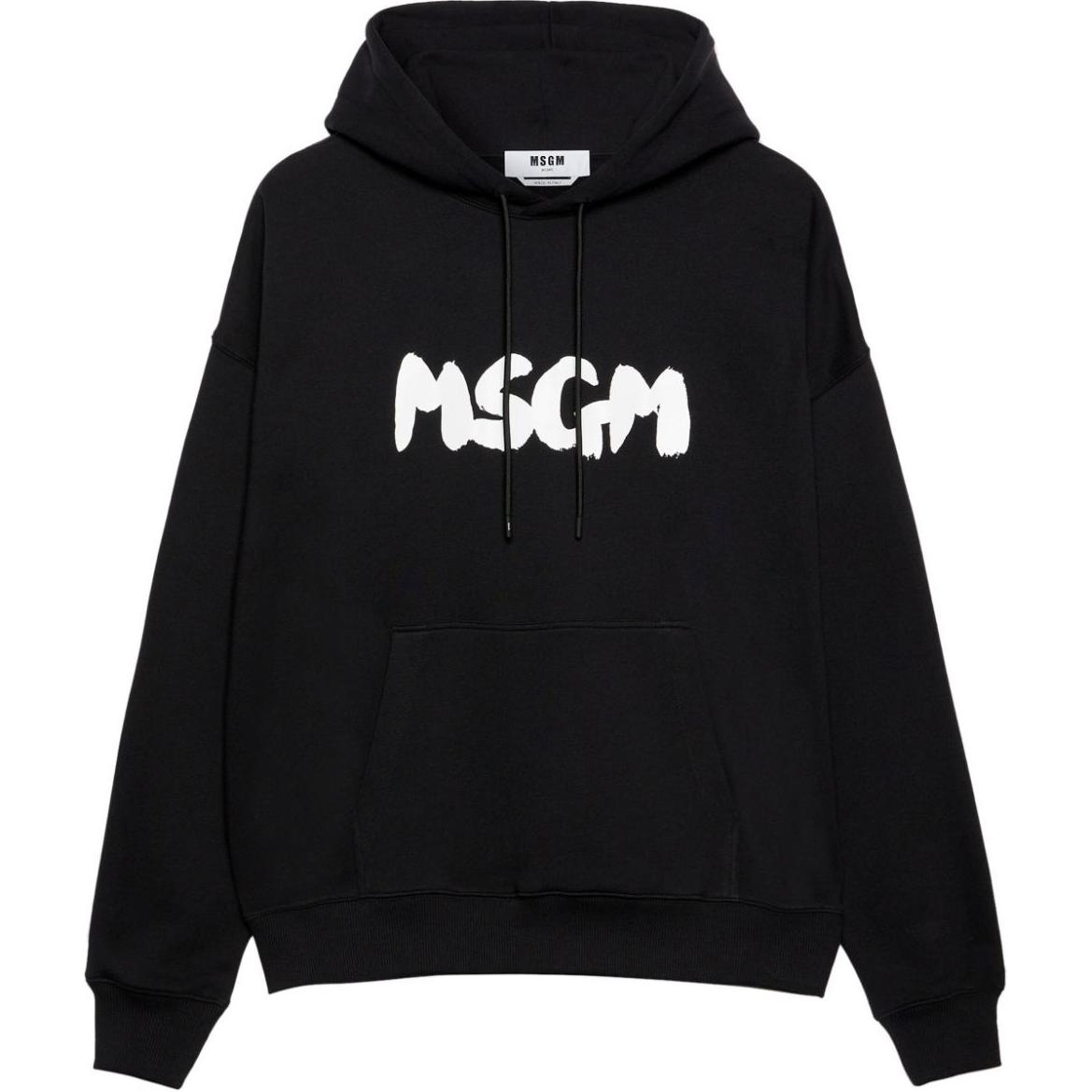 Order (W) MSGM Sudadera Negra Oversize con Logo Impreso y Capucha con Cordón. 3740MM106247799-BLACK