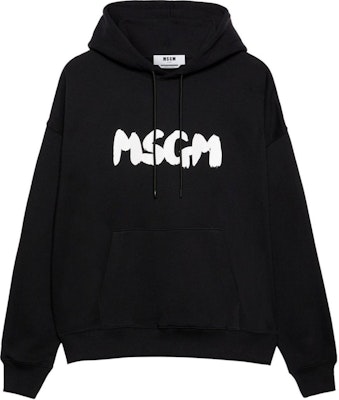 (W) MSGM Sudadera Negra Oversize con Logo Impreso y Capucha con Cordón. 3740MM106247799-BLACK Order (W) MSGM Sudadera Negra Oversize con Logo Impreso y Capucha con Cordón. 3740MM106247799-BLACK