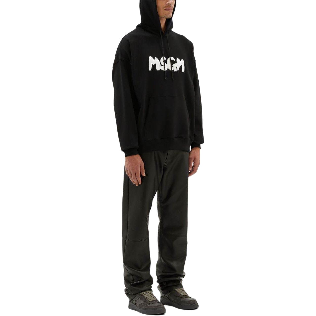 Purchase (W) MSGM Sudadera Negra Oversize con Logo Impreso y Capucha con Cordón. 3740MM106247799-BLACK