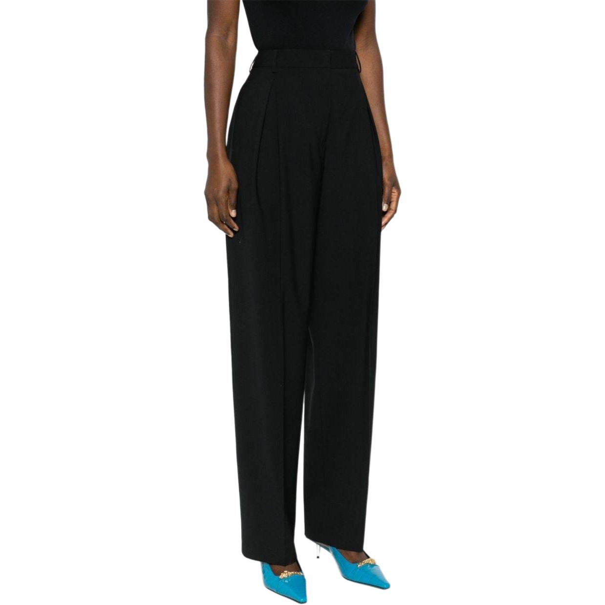 Purchase (W) MSGM Pantalones de Traje Negros con Pinzas y Pierna Estrecha 3641MDP01247200-99