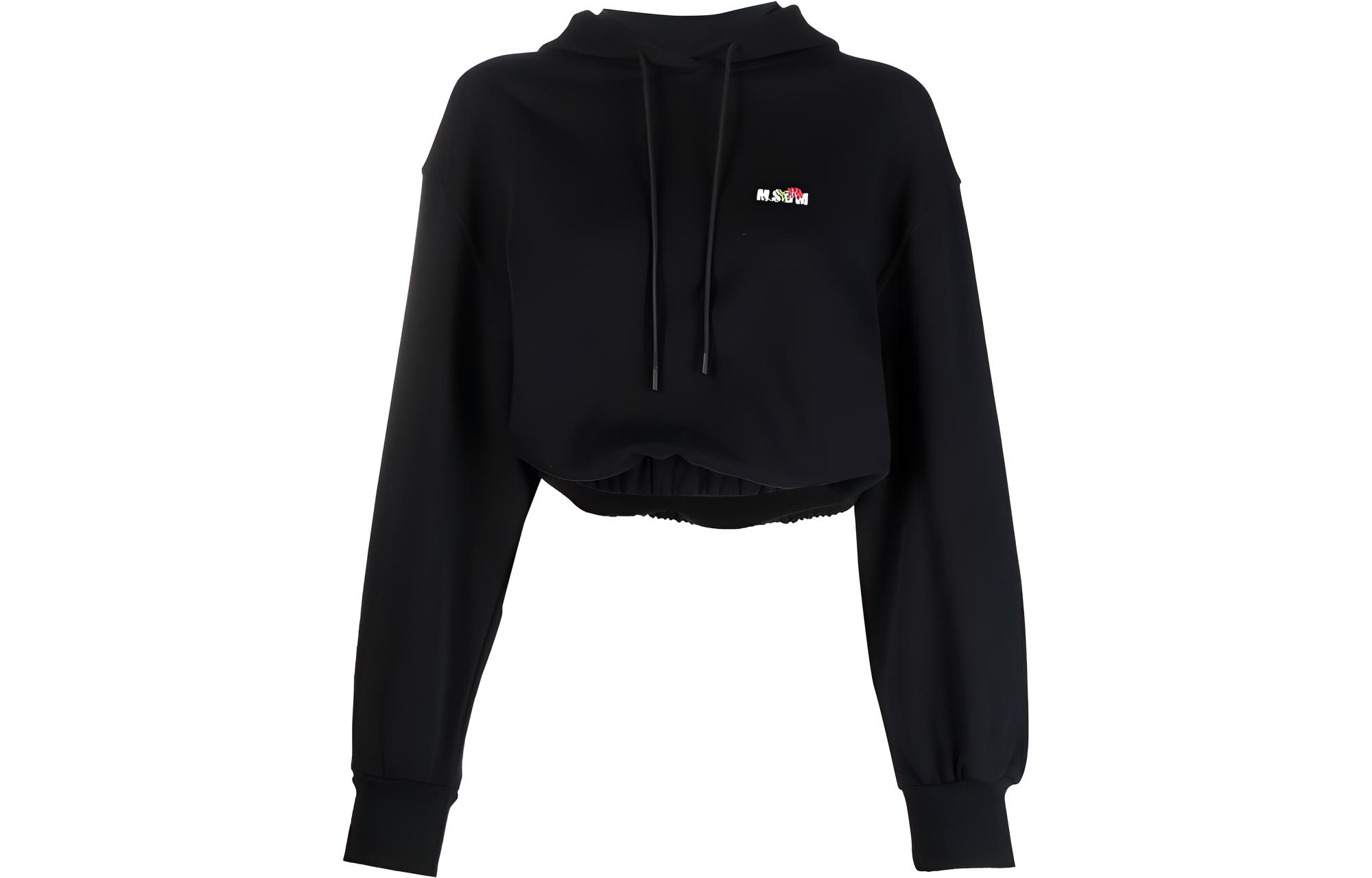 (Women) MSGM  Black Pullover Sweatshirt with Solid Logo Print. 3141MDM70-217799-99
