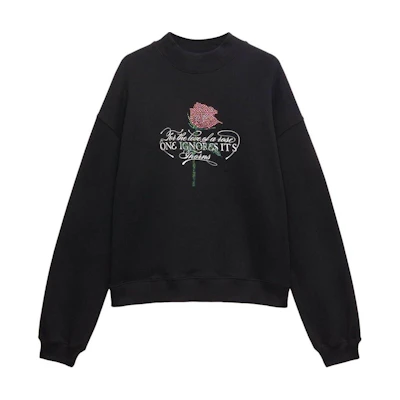 (Women) MSGM Black Rhinestone Logo Print Long-Sleeve Sweatshirt 3741MDM110247799-BLACK