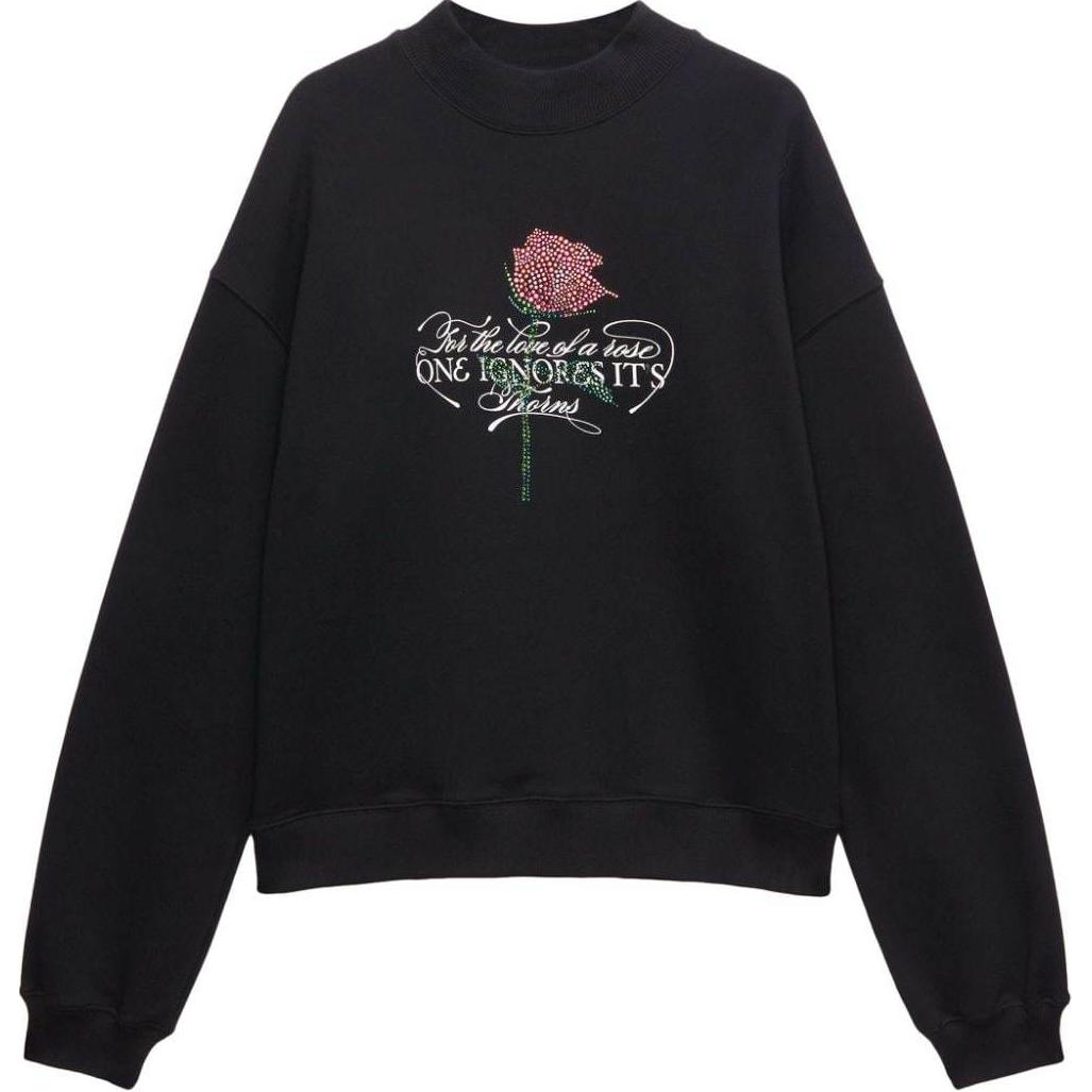 Order (W) Sudadera MSGM Negra de Manga Larga con Logo de Strass. 3741MDM110247799-BLACK