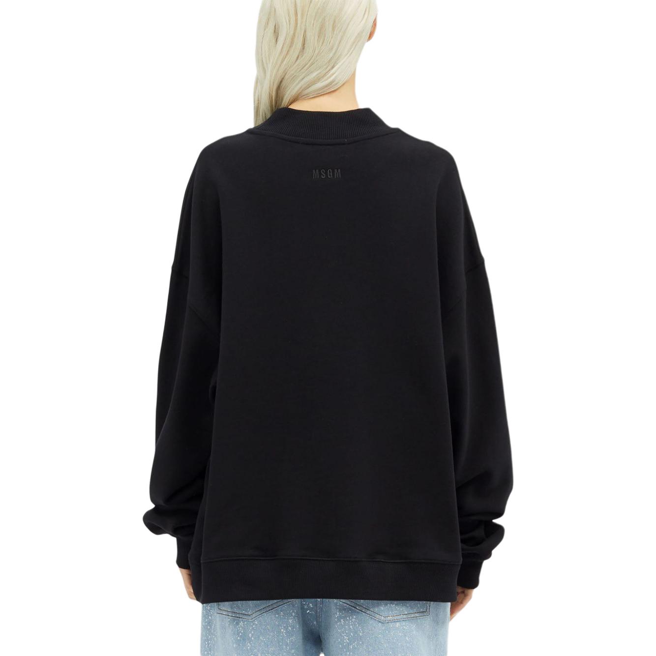 Shop (W) Sudadera MSGM Negra de Manga Larga con Logo de Strass. 3741MDM110247799-BLACK