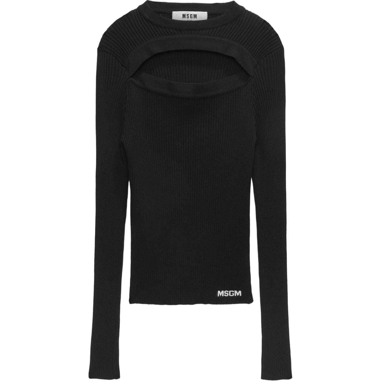 Order (W) MSGM 黑色镂空设计长袖针织毛衣 3741MDM227247783-BLACK