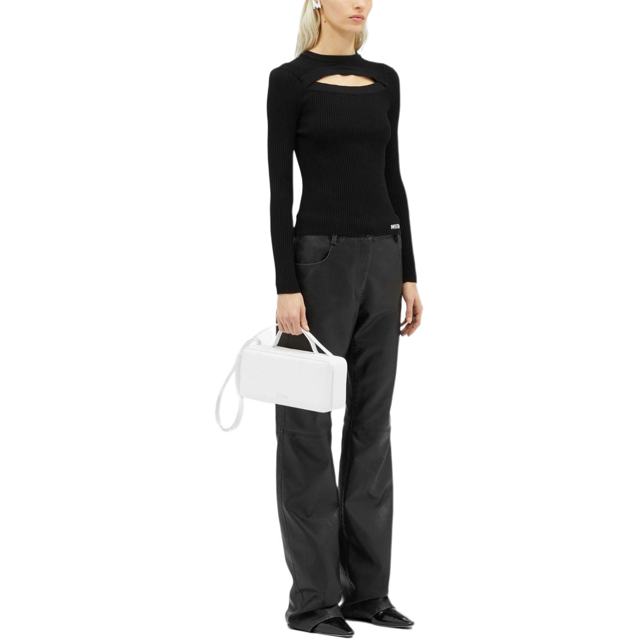 Purchase (W) MSGM 黑色镂空设计长袖针织毛衣 3741MDM227247783-BLACK