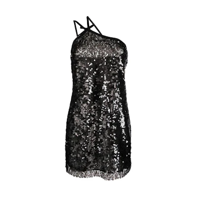 (Women) MSGM Black Sleeveless Midi Tulle Dress with Sequin Embellishments 3641MDA49247122-BLACK