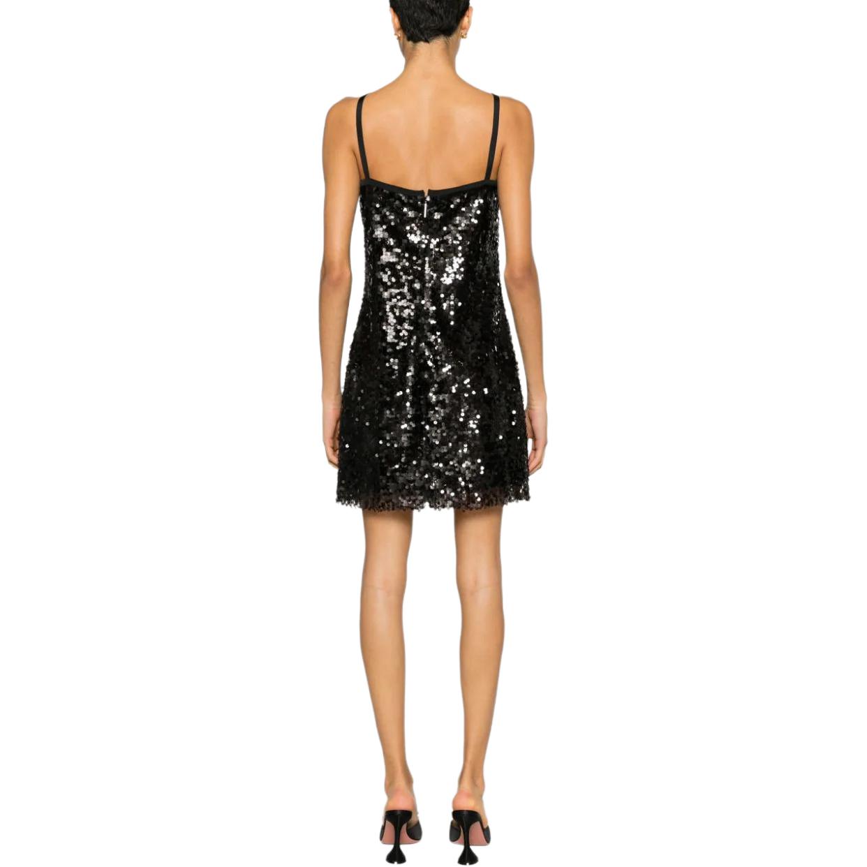 Purchase (W) Vestido Midi Sin Mangas Negro de Tulle con Adornos de Lentejuelas MSGM 3641MDA49247122-BLACK