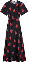 (Women) MSGM Black Strawberry Print Side-Slit Short Sleeve Dress. 3741MDA43247667-BLACK (Women) MSGM Black Strawberry Print Side-Slit Short Sleeve Dress. 3741MDA43247667-BLACK
