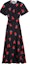 Buy (W) Vestido Negro MSGM con Estampado de Fresas y Aberturas Laterales. 3741MDA43247667-BLACK