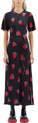 (W) Vestido Negro MSGM con Estampado de Fresas y Aberturas Laterales. 3741MDA43247667-BLACK Lookbook (W) Vestido Negro MSGM con Estampado de Fresas y Aberturas Laterales. 3741MDA43247667-BLACK