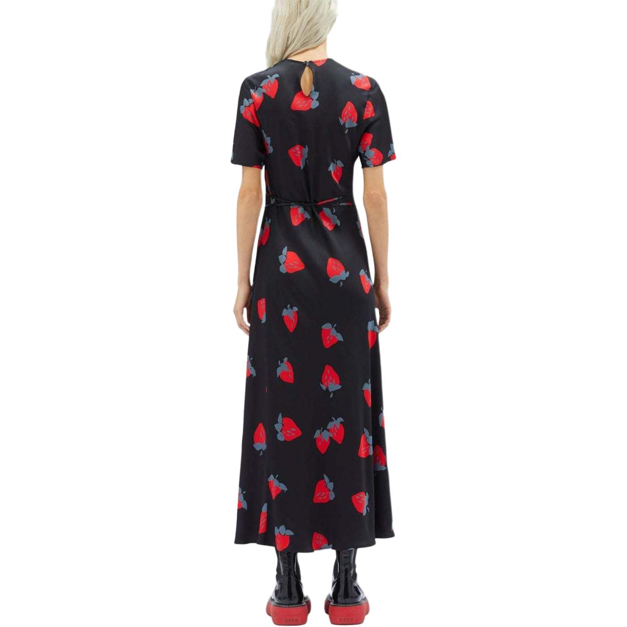 Shop (W) Vestido Negro MSGM con Estampado de Fresas y Aberturas Laterales. 3741MDA43247667-BLACK