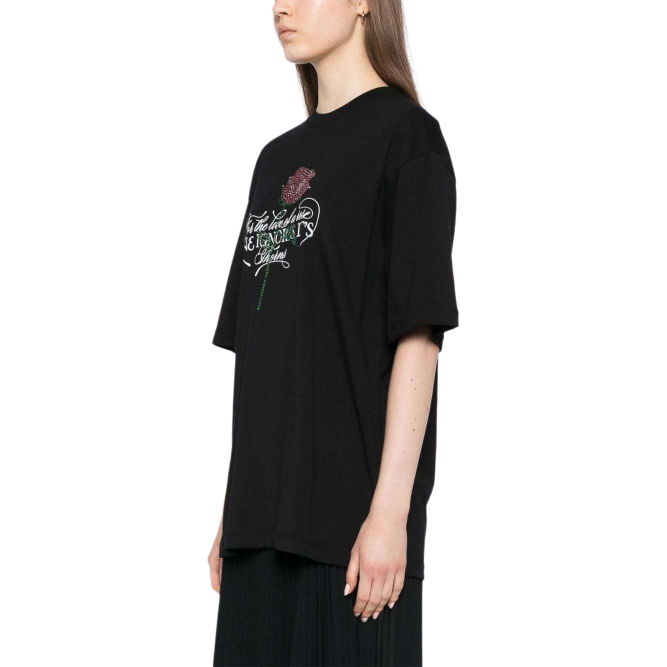 Purchase (W) Camiseta Negra MSGM con Detalles Tachonados y Cuello Redondo de Manga Corta. 3741MDM111247798-BLACK