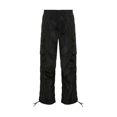 (Women) MSGM Black Textured Cargo Pants with Ruched Detailing. 3641MDP19247109-99