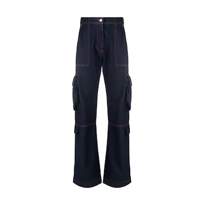 (Women) MSGM Blue Cargo Pocket Denim Jeans 3541MDP244L237773