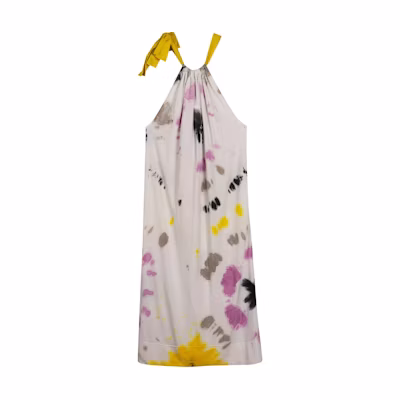 (Women) MSGM Casual Ruched Tie-Strap Dress Multicolor/Pink. 3042MDA16921749412