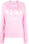 Buy (W) MSGM 크루넥 스웨트셔츠 핑크 대형 로고 프린트. 2000MDM513200000-12