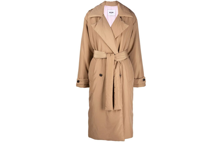 (Women) MSGM  Double-Breasted Padded Coat Camel Color 3141MDC04-217610-24