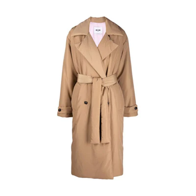 (Women) MSGM Double-Breasted Padded Coat Camel Color 3141MDC04-217610-24