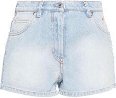 (Women) MSGM Embroidered Logo Washed Denim Shorts Light Blue. 3642MDB231L247480-BLUE (Women) MSGM Embroidered Logo Washed Denim Shorts Light Blue. 3642MDB231L247480-BLUE