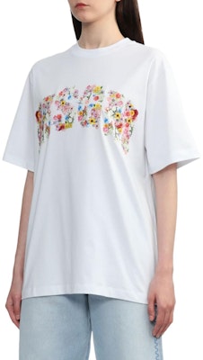 (W) MSGM Baju-T Putih Oversized Cetakan Bunga Hem Bergaris 3642MDM91247002 Details for (W) MSGM Baju-T Putih Oversized Cetakan Bunga Hem Bergaris 3642MDM91247002