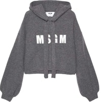 (Women) MSGM Gray Knit Hoodie with Embroidered Letter Design. 3741MDM218247790-GREY (Women) MSGM Gray Knit Hoodie with Embroidered Letter Design. 3741MDM218247790-GREY