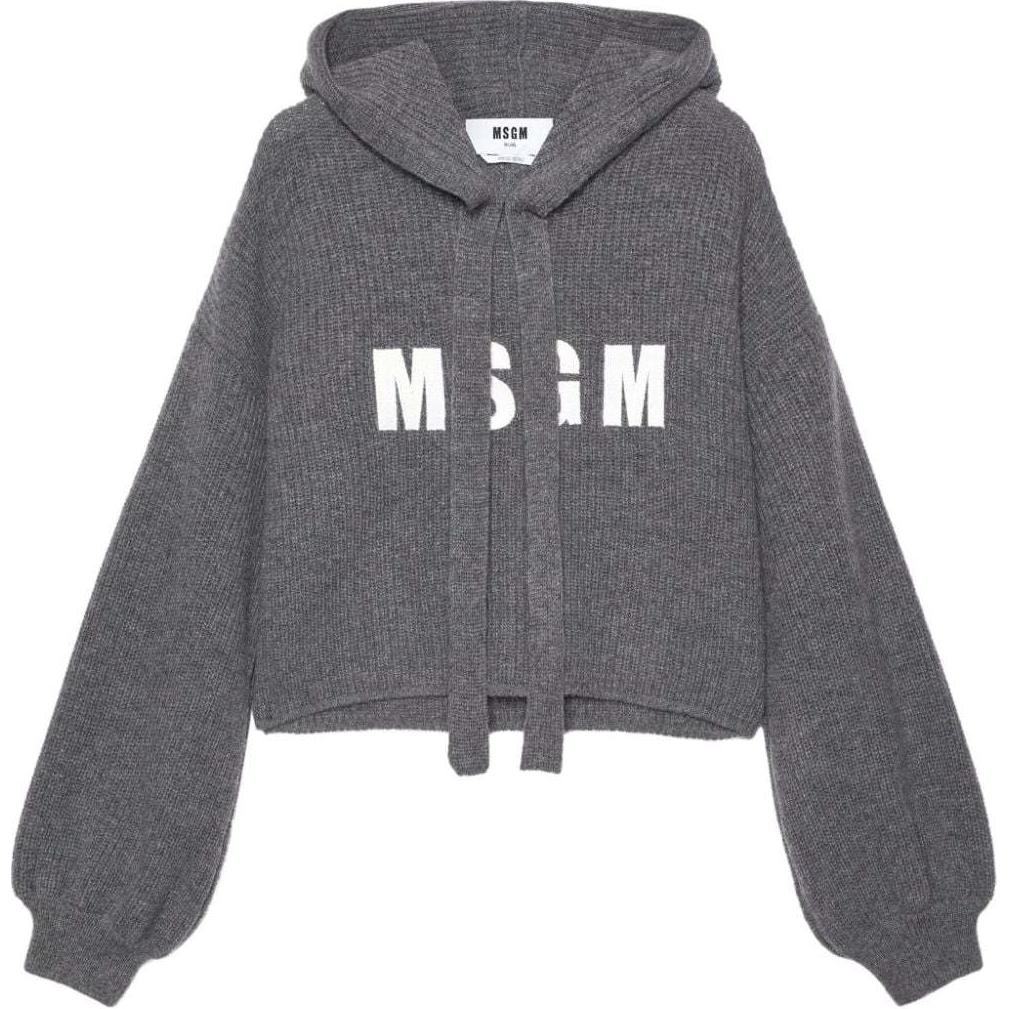 Order (W) MSGM Sudadera Gris de Punto con Diseño de Letras Bordadas. 3741MDM218247790-GREY