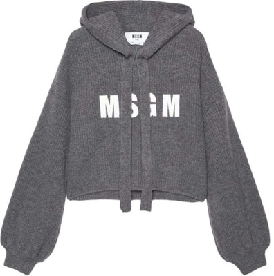 (W) MSGM Sudadera Gris de Punto con Diseño de Letras Bordadas. 3741MDM218247790-GREY Order (W) MSGM Sudadera Gris de Punto con Diseño de Letras Bordadas. 3741MDM218247790-GREY