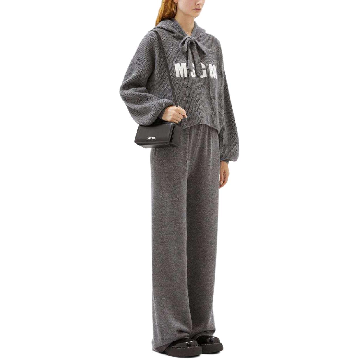 Purchase (W) MSGM Sudadera Gris de Punto con Diseño de Letras Bordadas. 3741MDM218247790-GREY