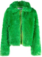 (Women) MSGM Green Faux Leather Zip-Up Faux Fur Jacket. 3142MDH101217805-36 (Women) MSGM Green Faux Leather Zip-Up Faux Fur Jacket. 3142MDH101217805-36