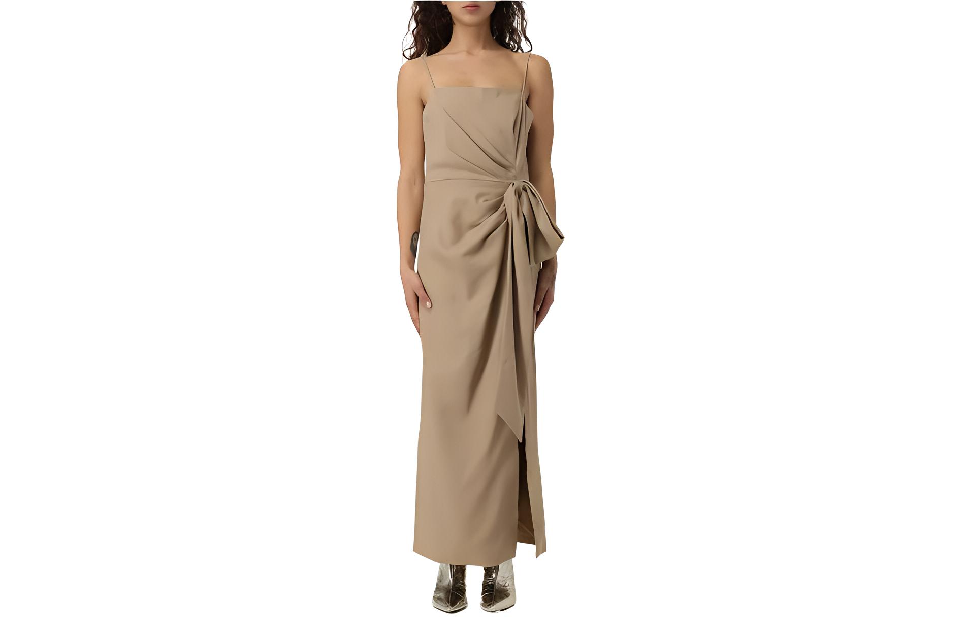 (Women) MSGM  High-Waisted Maxi Slip Dress Beige 3641MDA31247010-23