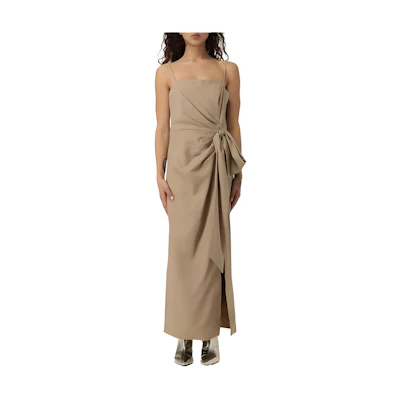 (Women) MSGM High-Waisted Maxi Slip Dress Beige 3641MDA31247010-23