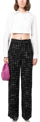 (W) MSGM Seluar Panjang Kaki Lebar Tweed Kotak Tinggi Pinggang Hitam 3542MDP09237813-BLACK Lookbook (W) MSGM Seluar Panjang Kaki Lebar Tweed Kotak Tinggi Pinggang Hitam 3542MDP09237813-BLACK