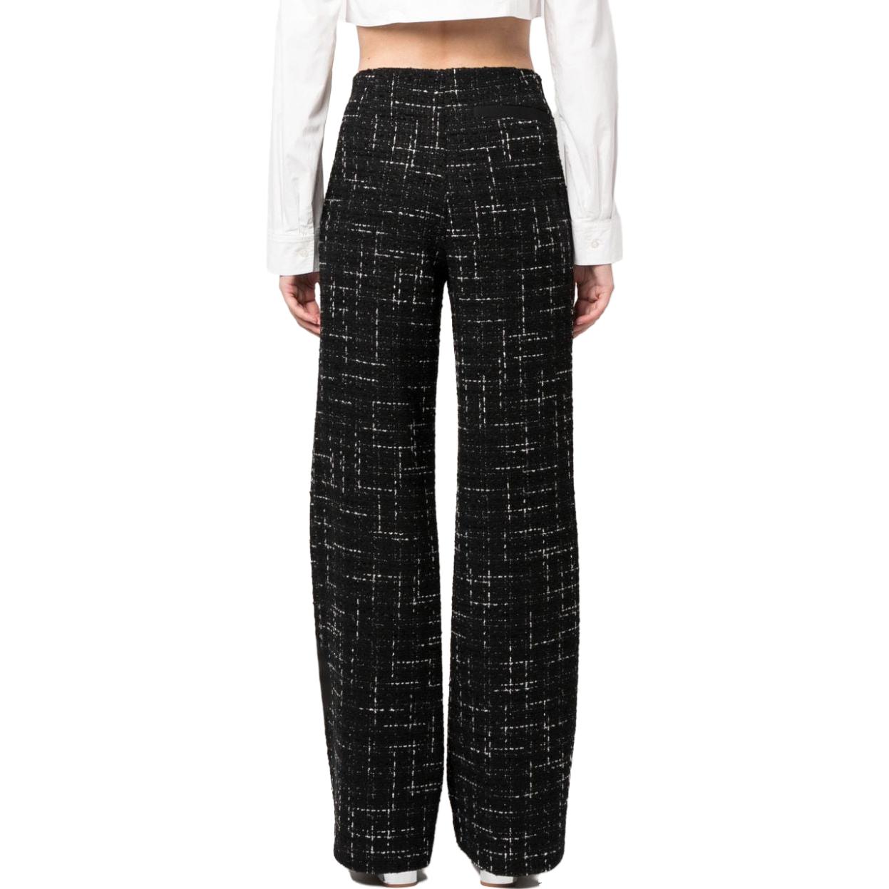 Purchase (W) MSGM Seluar Panjang Kaki Lebar Tweed Kotak Tinggi Pinggang Hitam 3542MDP09237813-BLACK