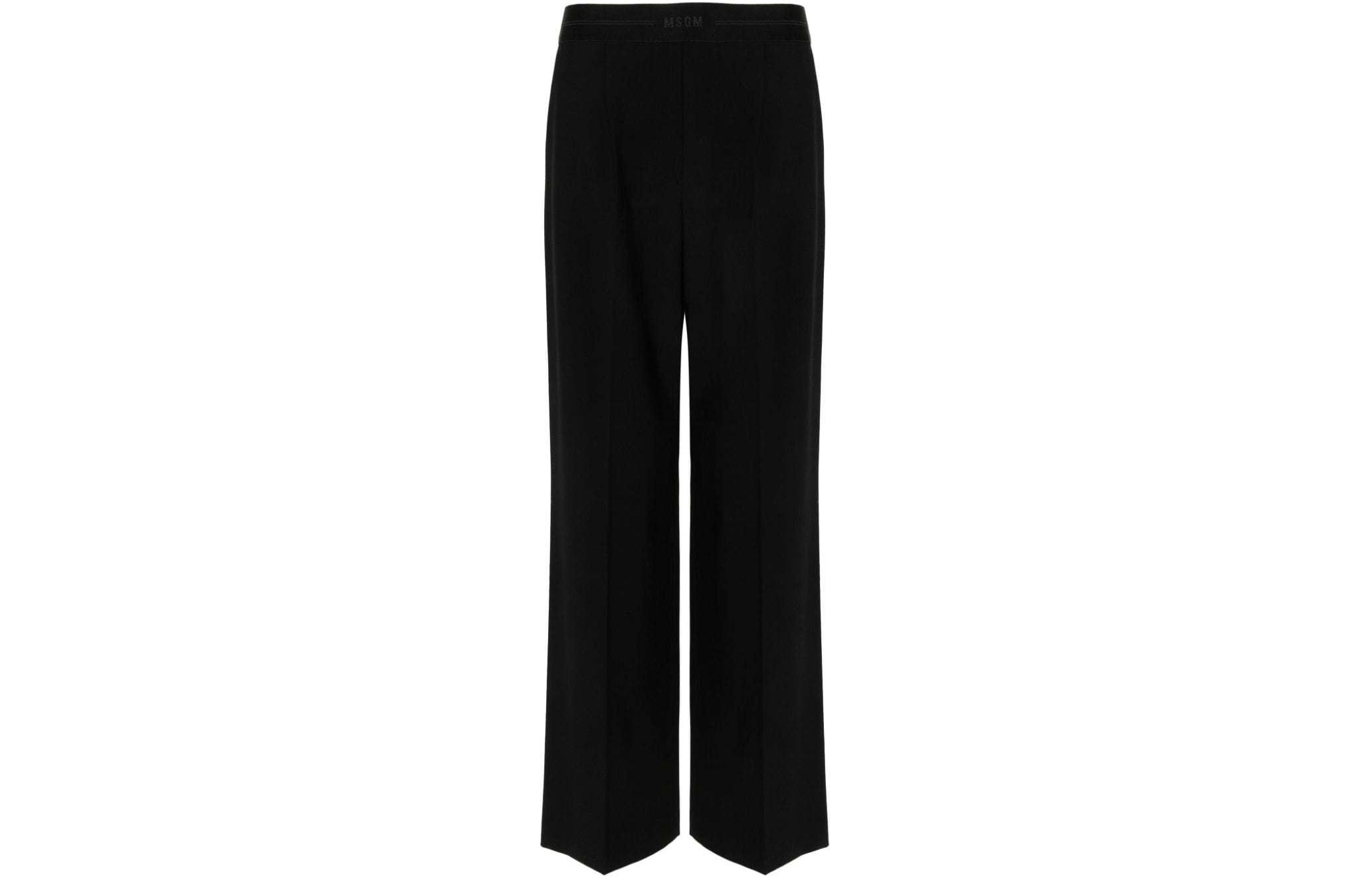 (Women) MSGM  High-Waisted Pleated Straight-Leg Pants Black 3641MDP16247200-99