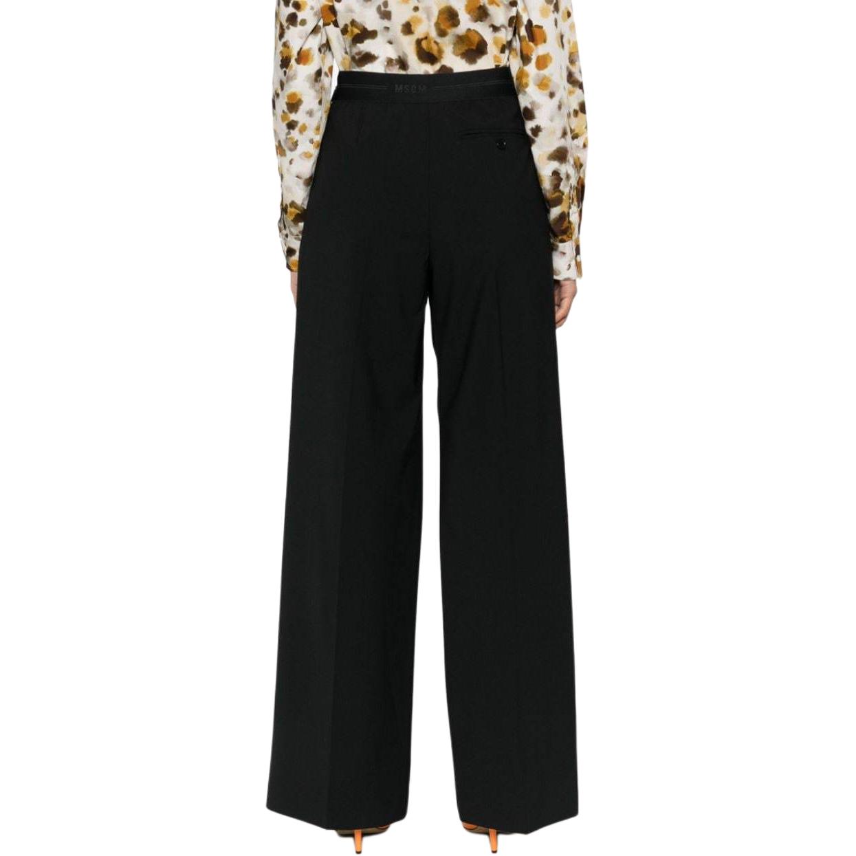 Shop (W) MSGM Seluar Hitam Potongan Lurus Berpinggang Tinggi dan Berlipat 3641MDP16247200-99