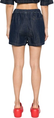(W) MSGM Shorts de Mezclilla Índigo con Flecos y Cuentas, Cintura Elástica y Bolsillos. 3642MDB230L247482-BLUE Shop (W) MSGM Shorts de Mezclilla Índigo con Flecos y Cuentas, Cintura Elástica y Bolsillos. 3642MDB230L247482-BLUE